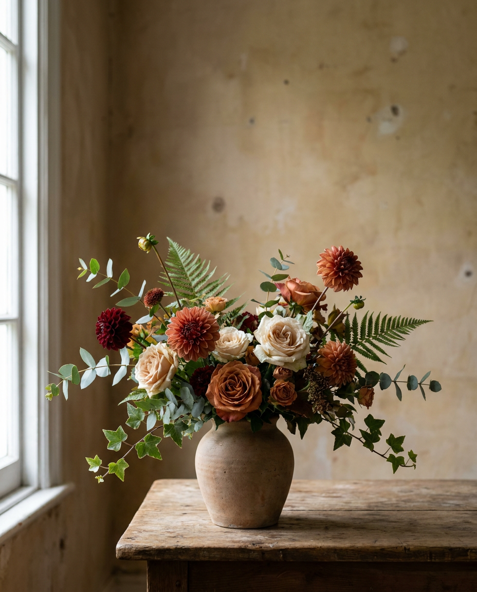 Bloemstuk met seizoensbloemen